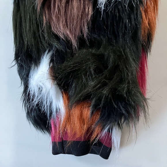 GORGEOUS Anna Sui Multicolor Cool AF Faux Fur Coat L XL - Picture 6 of 7